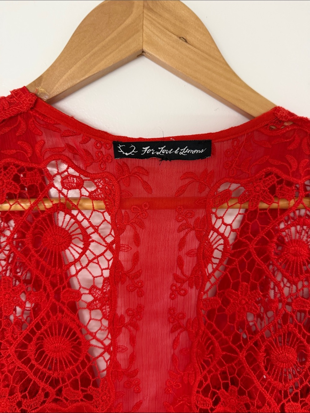 For Love & Lemons Red Lace Maxi Dress Size M - Picture 5 of 14